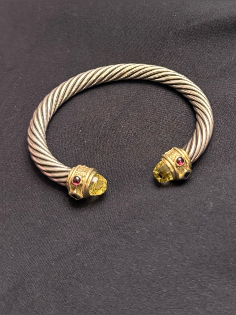 David Yurman Renaissance Citrine Iolite Garnet 14K Sterling Cuff